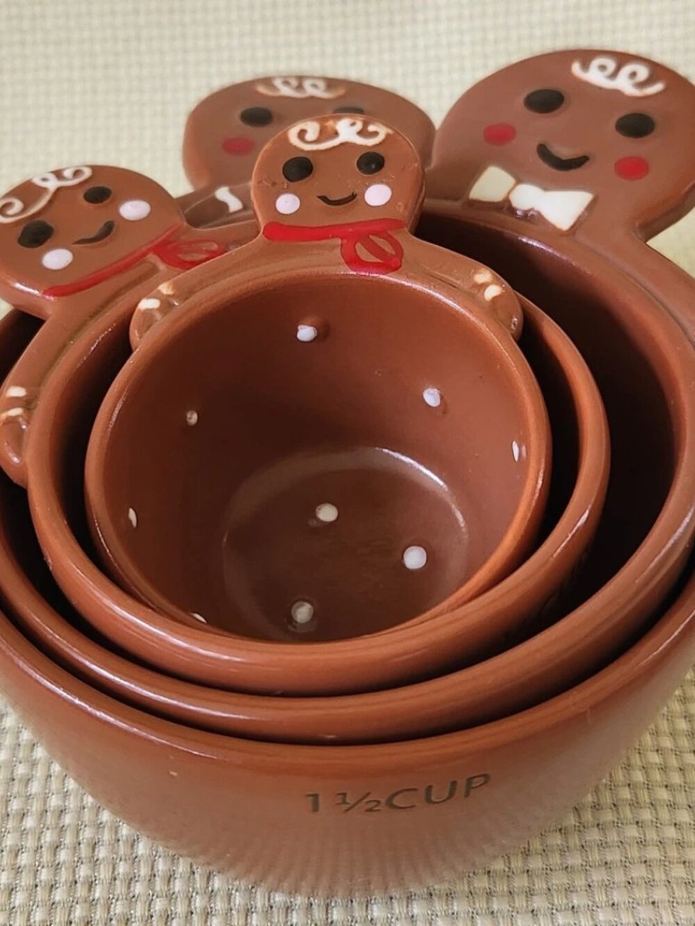 Target Gingerbread Man Ceramic Measuring Cups Set of 4 Christmas Holiday Baking - Picture 2 of 16